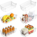6 Pack Clear Refrigerator Storage Bins, Stackable Plastic Fridge Organizer by MERATIA