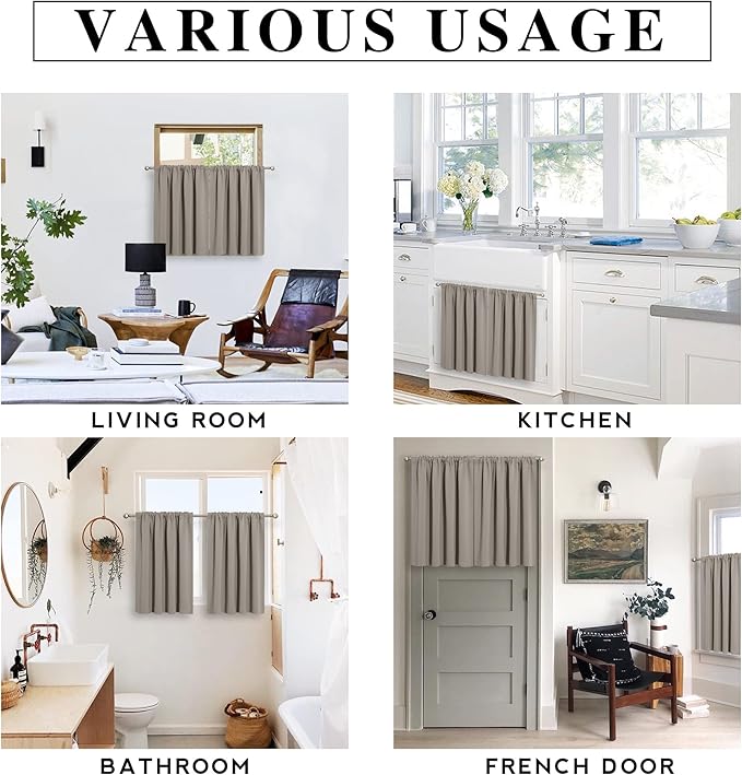 RYB HOME Small Curtains for Bathroom Windows, W 34 x L 36 inches, 2 Panels - Image 7