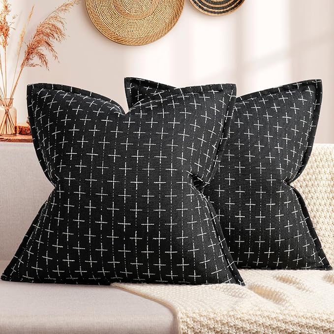 ZWJD Pillow Covers 24x24 Set of 2 Soft Polyester Textured Pillow Covers by ZWJD