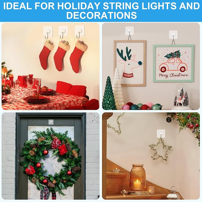 Large Adhesive Hooks for Hanging Heavy Duty Wall Hooks Self Adhesive Towel Coat - Image 8