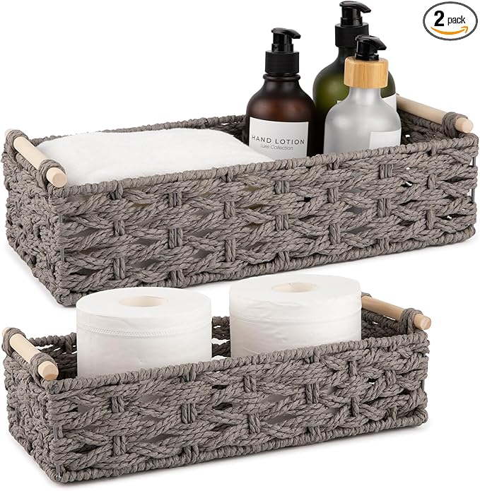 OIAHOMY Toilet Paper Baskets Handmade Paper Rope Decorative Wicker Storage Tank by MasterofSpaceOptimization