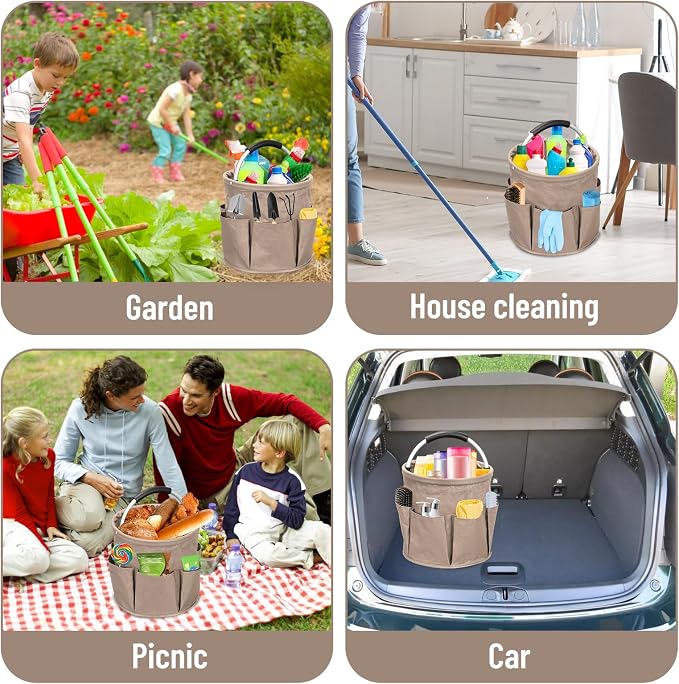 Qivine 17L Cleaning Caddy with Handle, Cleaning Supply Caddy Foldable Cleaning - Image 6