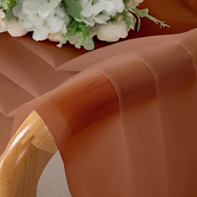 Chyhomenyc Orange Sheer Curtains 30 inch Length 2 Panels, Light Filtering Voile - Image 5