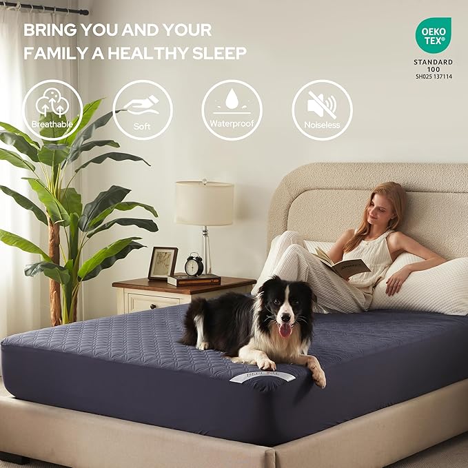 BEDLORE Waterproof Mattress Protector, King Size Noiseless Mattress Pad - Image 3