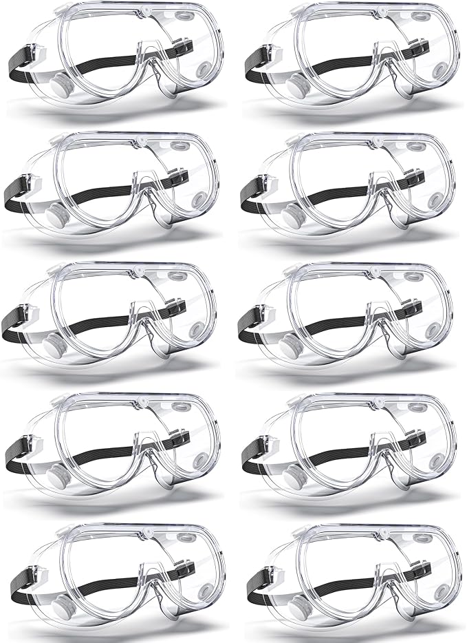 Anti-Fog Indirectly Vented Lab Safety Goggles Over Glasses by EinKau