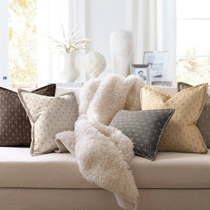 ZWJD Pillow Covers 22x22 Set of 2 Soft Polyester Textured Pillow Covers - Image 6