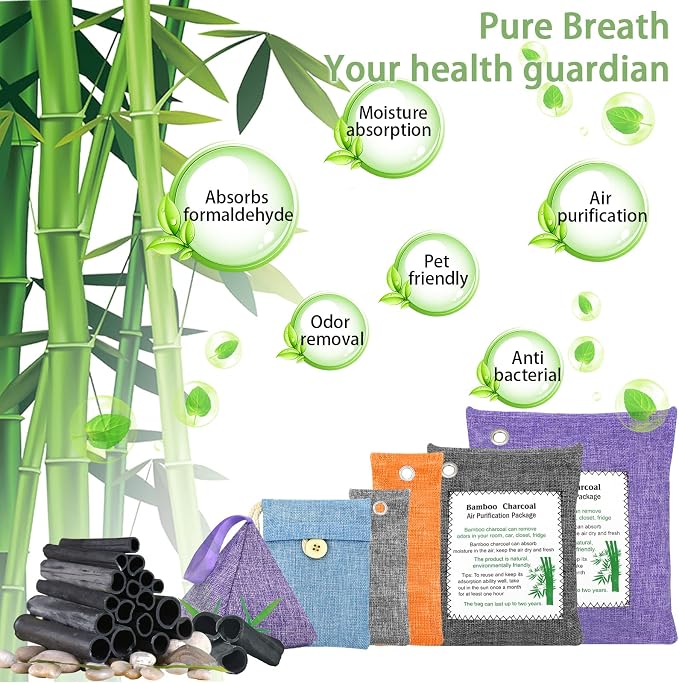 Bamboo Charcoal Bags Odor Absorber 4 Pack×500g Bamboo Charcoal Air Purifying - Image 4