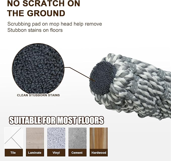 Self Wringing Mop Floor Cleaning, Easy Squeeze Twist Mop, Heavy Duty Wet Mops - Image 5