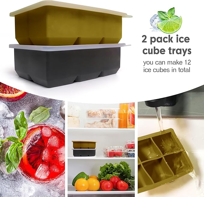 Silicone Ice Cube Trays with Lids, Large Square Ice Cube Molds - Image 3