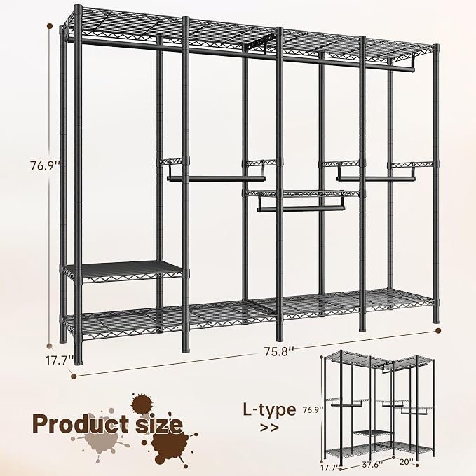 Raybee Clothes Rack Heavy Duty 1100 LBS Capacity Clothing Racks - Image 3