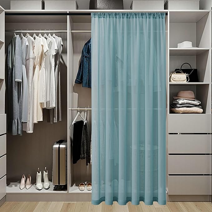 Tollpiz Short Sheer Door Curtain Closet Linen Textured Curtain Sheers Doorway - Image 3