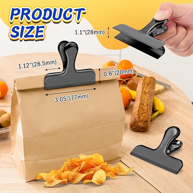 VNDUEEY 12 Pack Stainless Steel Chip Clips, Bag Clips - Image 2