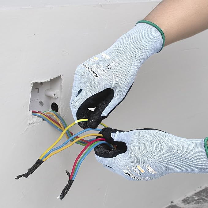 6-Paris Large Work Gloves for Men and Women, Nitrile Coated Safety Protective - Image 3