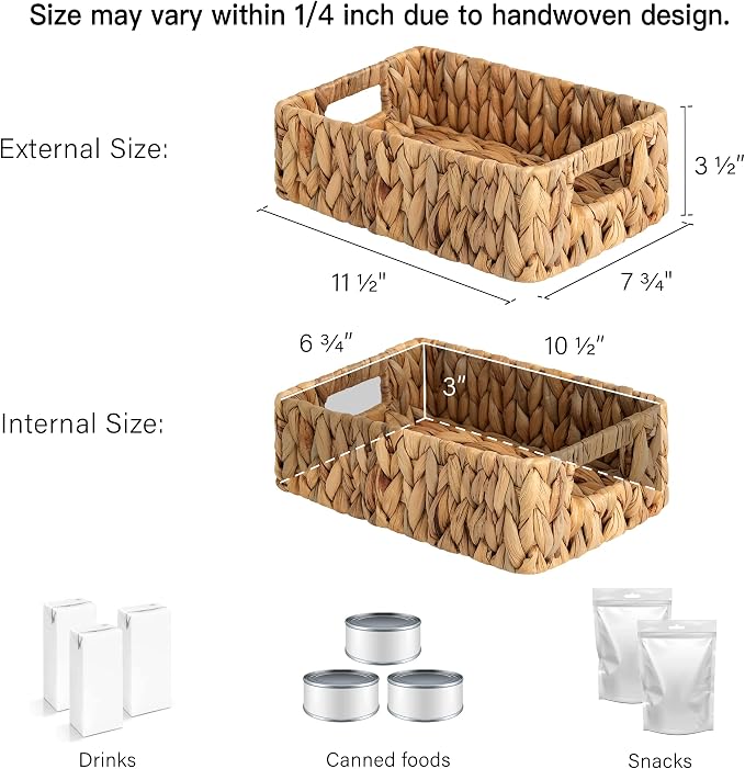 StorageWorks Water Hyacinth Baskets, Small Wicker Baskets - Image 2