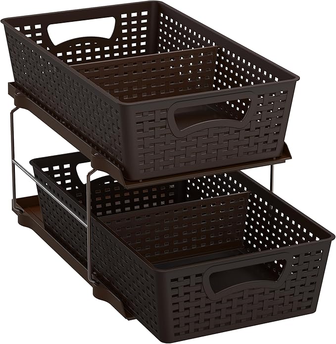 Simple Houseware 2 Tier Bathroom Organizer Tray Pull-Out Sliding by SimpleHouseware