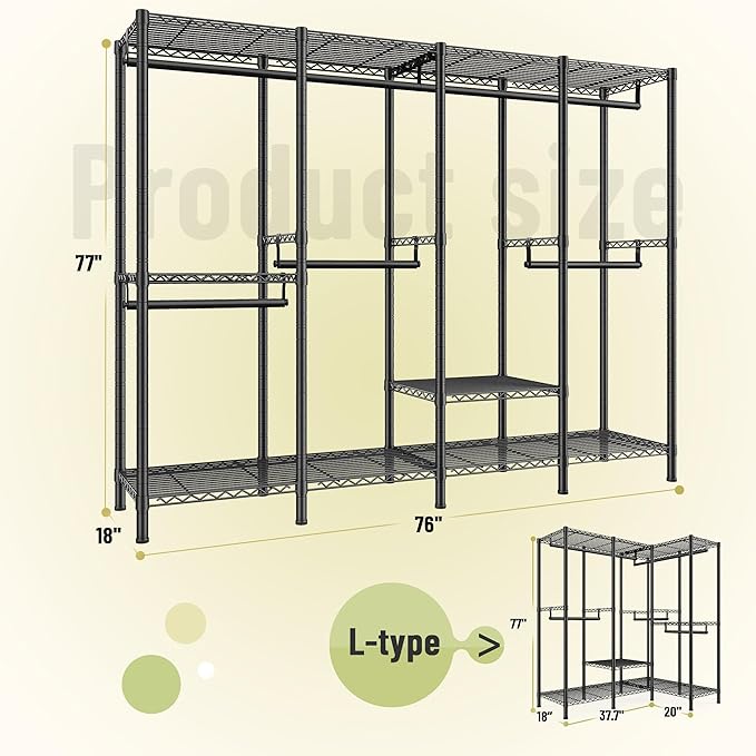 Raybee Heavy Duty Clothes Rack for Hanging Clothes, Clothing Rack - Image 7