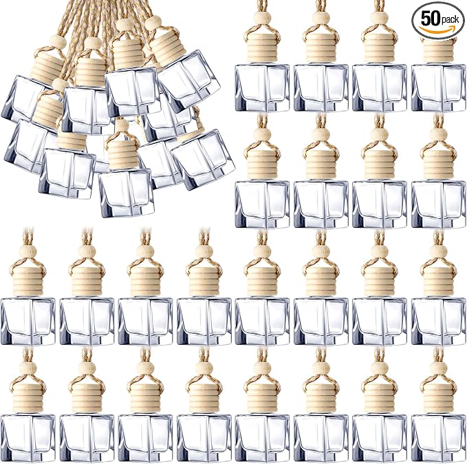 BBTO 50 Pcs Hanging Car Air Freshener Car Diffuser Bottles Empty Glass Perfume by BBTO