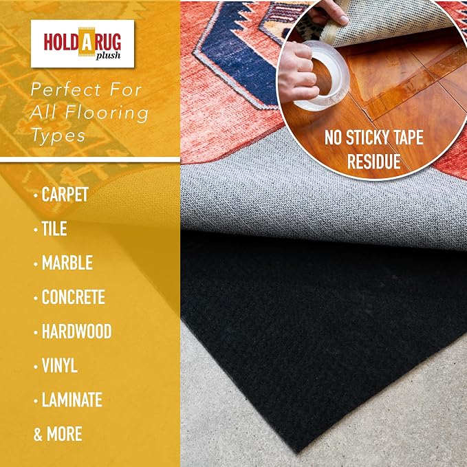 Hold-a-Rug Plush 8'6" x 11'6" Nonskid, Nonslip Rug Pad, Reversible Gripper - Image 3