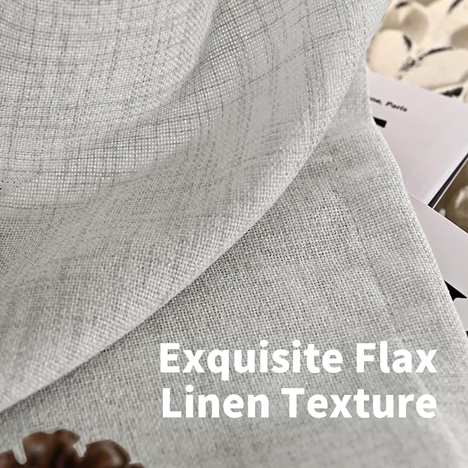 YoungsTex Light Grey Linen Curtains 63 Inches Length 2 Panels - Image 4