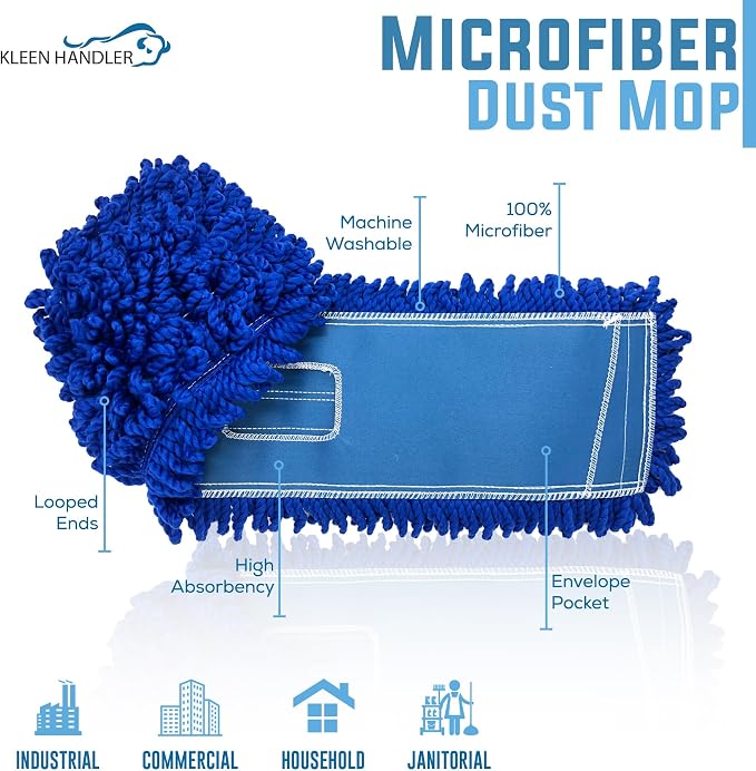 KLEEN HANDLER 24 Inch Microfiber Dust Mop Bulk Pack of 12, Medium Washable - Image 2