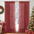 YoungsTex Red Linen Semi Sheer Curtains 84 Inch Length by YoungsTex