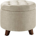 Amazon Basics Round Linen Ottoman by AmazonBasics