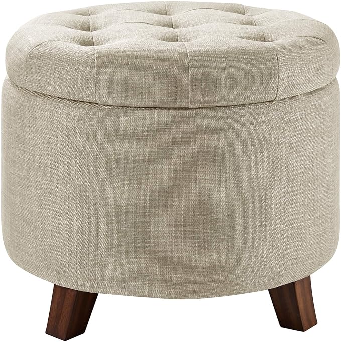 Amazon Basics Round Linen Ottoman by AmazonBasics