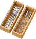 Bamboo Kitchen Drawer Organizer, Stackable Silverware Tray Utensil Organizer by Bambloom