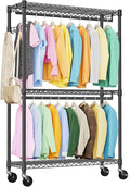 IZEUK 3 Tier Heavy Duty Rolling Garment Rack Wire Clothes Rack by IZEUK