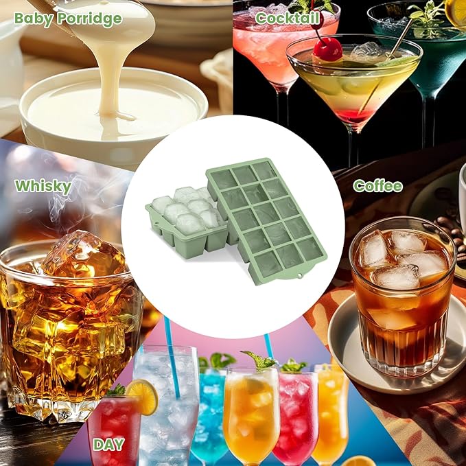 Silicone Ice Cube Tray, 2 Pack Easy-Release Stackable Ice Trays - Image 7