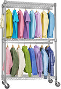 Heavy Duty Rolling Garment Rack 3 Tiers Adjustable Wire Shelving Clothes Rack by MEIGAOPLASTICANDMETALHKCOLIMITED