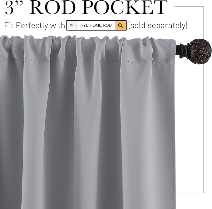 RYB HOME Blackout Curtains for Living Room Thermal Insulated Privacy Solar - Image 2