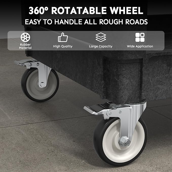 Utility Cart on Wheels, Heavy Duty Large Flat Top Rolling Service Cart - Image 4
