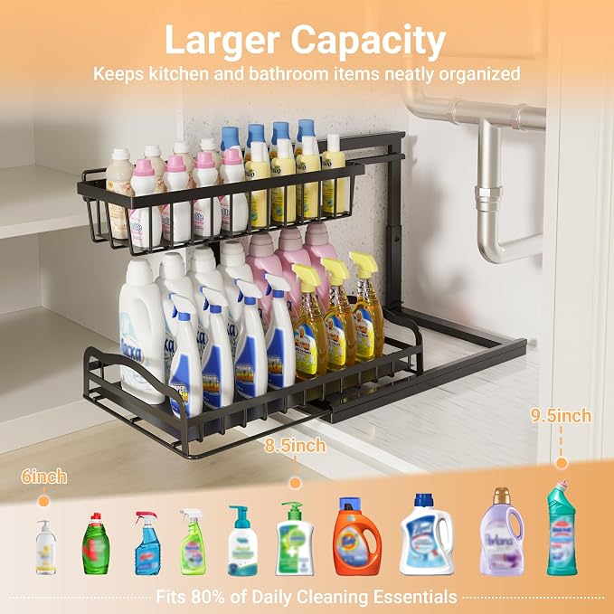 AceMining Under Sink Organizer, 2 Pack Pull-Out Under Cabinet Organizer - Image 6