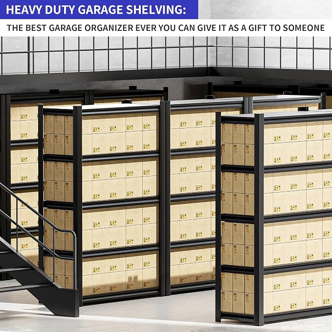 72" Heavy Duty Garage Shelving, 2 Pieces 5 Tier Adjustable Metal Shelves - Image 5