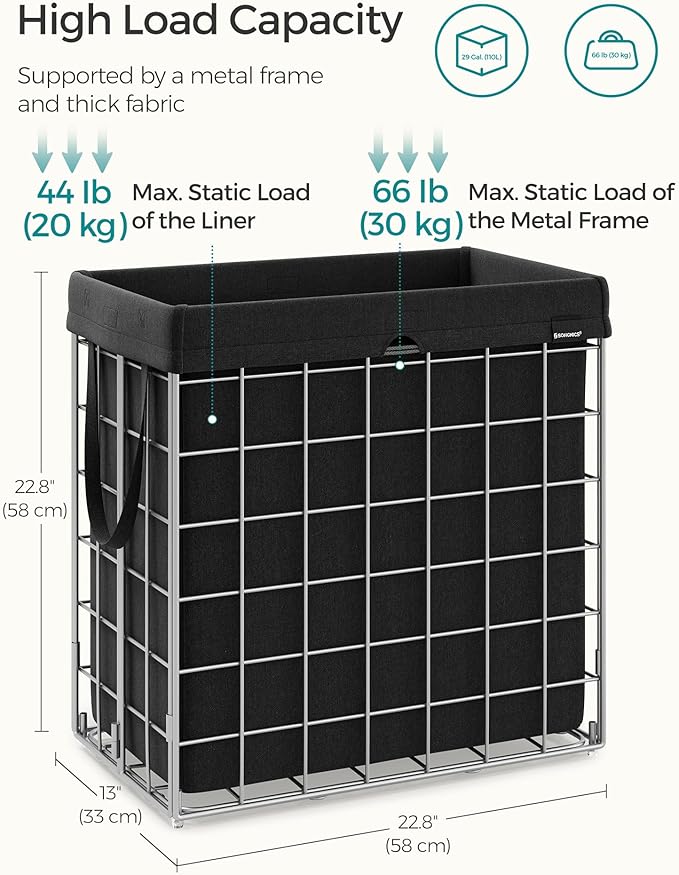 SONGMICS 29 Gal. Laundry Basket, Laundry Hamper, Collapsible Clothes Hamper - Image 5
