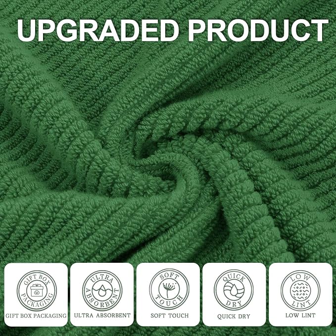 VOOVA & MOVAS Hunter Green Bath Towels, Bath Towels Set of 4, Large 30" x 56" - Image 2