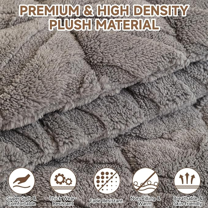 OTOB Pet Couch Covers for 3 Cushion Couch Sofa, Washable & Non Slip Fuzzy Plush - Image 3