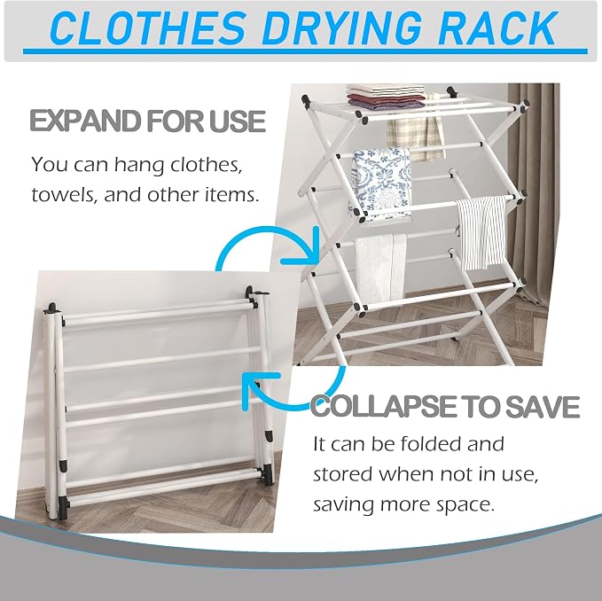 Household Indoor Folding Clothes Drying Rack, Dry Laundry and Hang Clothes - Image 5