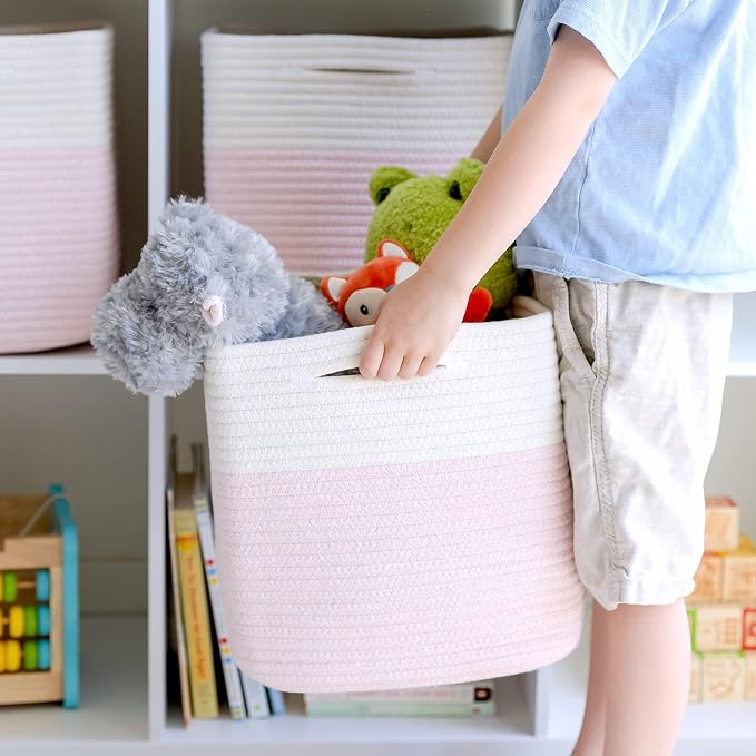 NaturalCozy Storage Cubes 11 Inch Cotton Rope Woven Baskets - Image 9
