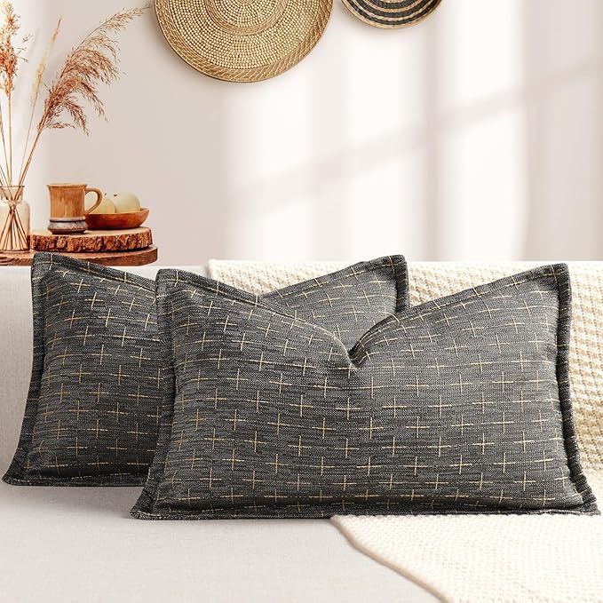 ZWJD 12x20 Pillow Covers Set of 2 Soft Polyester Textured Pillow Covers by ZWJD
