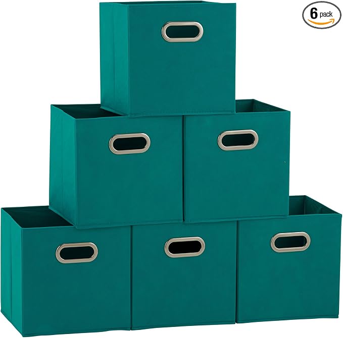 Household Essentials 83-1 Foldable Fabric Storage Bins | Set of 6 Cubby Cubes by HouseholdEssentials