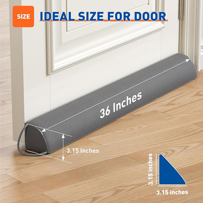 MAGZO Door Draft Stopper 36 Inches, 2 Pack Weighted Triangular Door Snake - Image 3