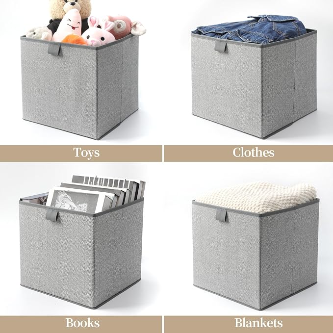 Storage Baskets, 11.8-Inch Woven Fabric Bins, Storage Cubes - Image 4