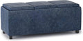 SIMPLIHOME Avalon 42 inch Wide Contemporary Rectangle Storage Ottoman in Denim by SimpliHome