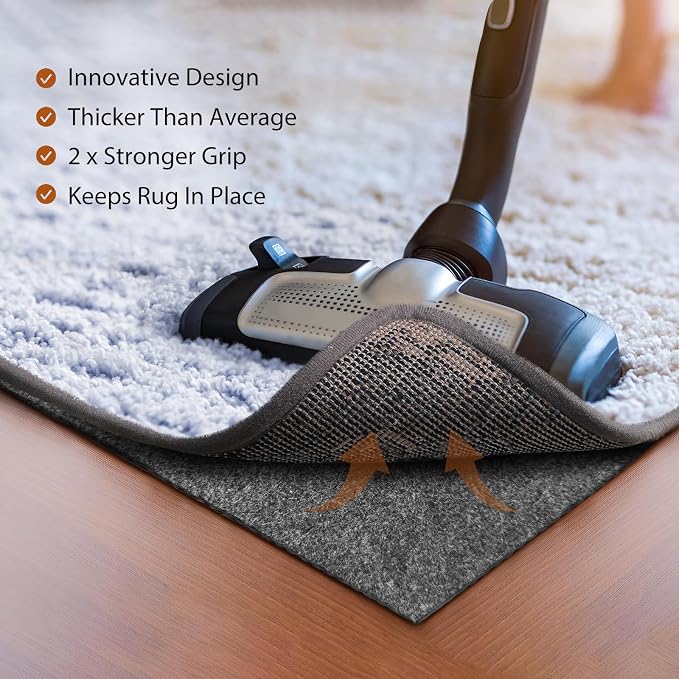 Felt Rug Pad, 9 x 12 Ft Rubber Non-Slip Rug Pad Gripper, Keep Rugs Secure and - Image 5