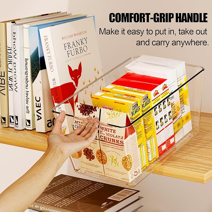 Set of 8 Clear Plastic Storage Bins, 6 Large +2 Small Pantry Organizers and - Image 7