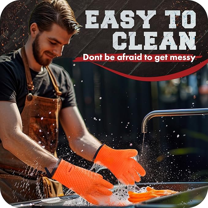 KITCHEN PERFECTION Silicone Smoker Oven Gloves -Extreme Heat Resistant BBQ - Image 7