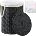 Laundry Basket with Lid Round Rattan Laundry Hamper with Lid and Handles 29.1 by SETVSON