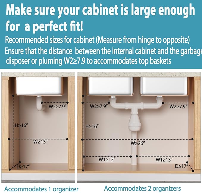 Under Sink Organizer 2 pack, 2 Tier Slide Out Under Sink Organizers And Storage - Image 6
